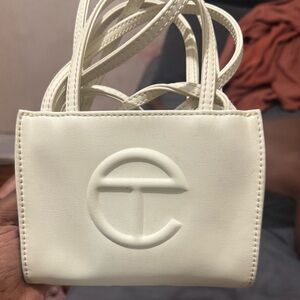 Telfar Cream Mini Bag with Embossed Logo
